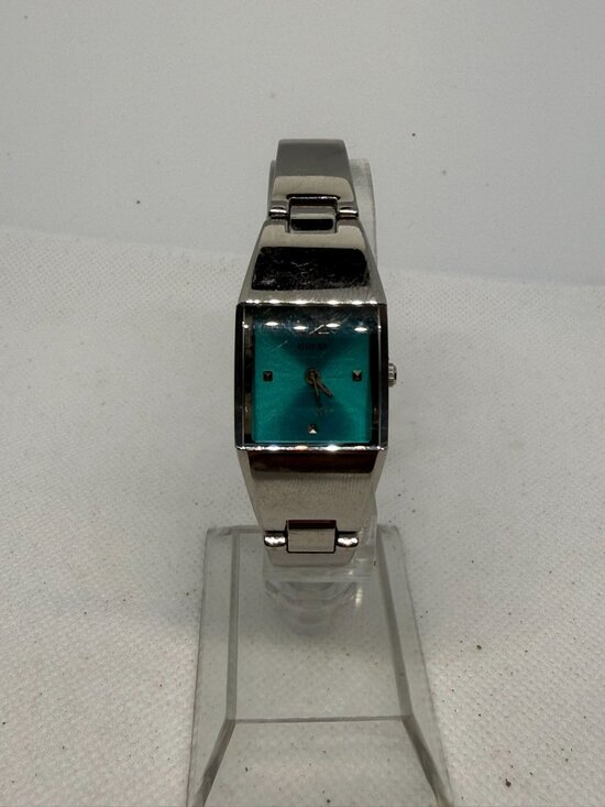 Citizen Accessories - Vintage Guess Women's Teal Rectangular Dial Silver-Tone Metal Band Quartz Watch